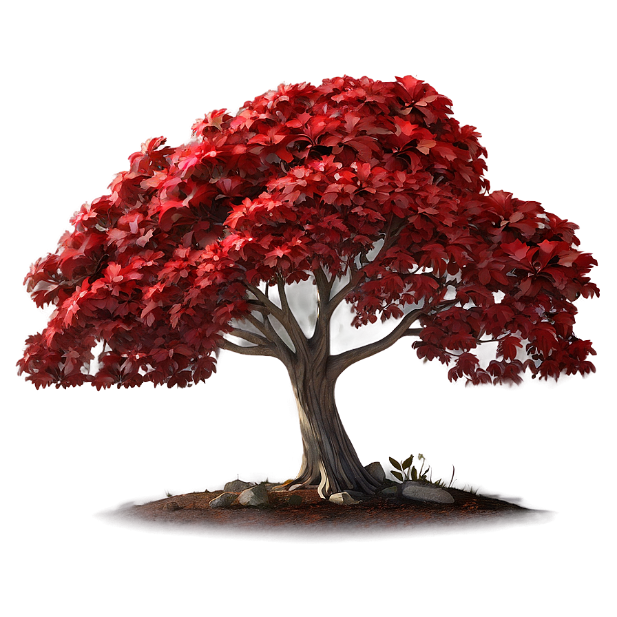 Red Tree In Secluded Grove Png Tjj81