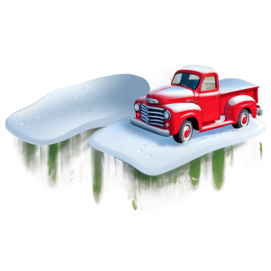 Red Truck In Snow Png 06282024