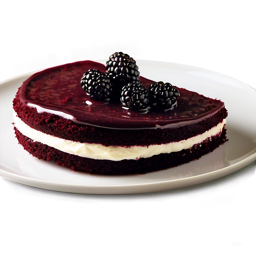 Red Velvet Cake With Blackberry Compote Png Aaa63