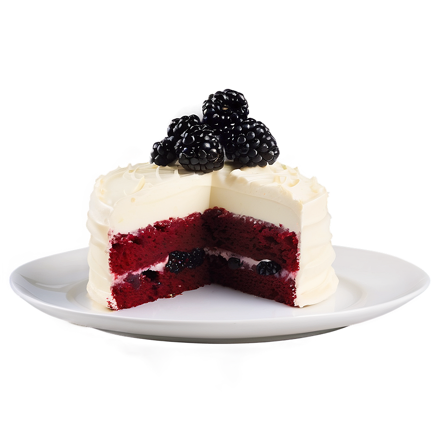 Red Velvet Cake With Blackberry Compote Png Rom2