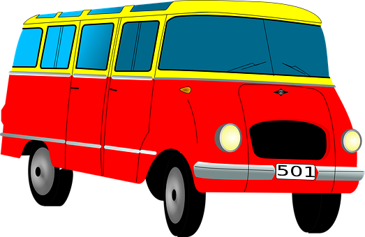 Red Vintage Bus Illustration