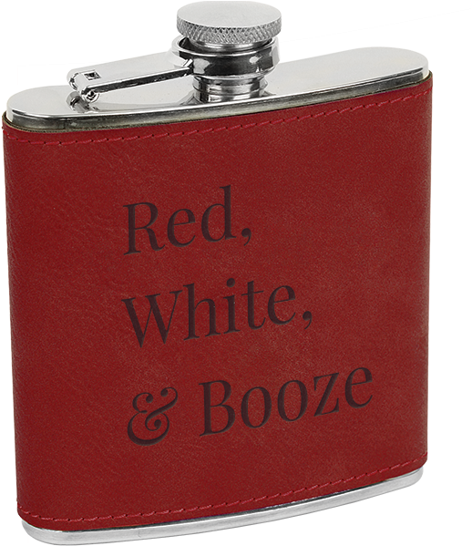 Red White Booze Flask