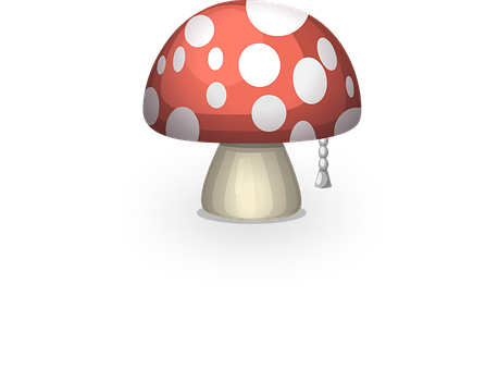 Red White Spotted Mushroom Illustration