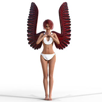 Red Winged Angel Figure