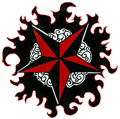 Redand Black Star Tattoo Design