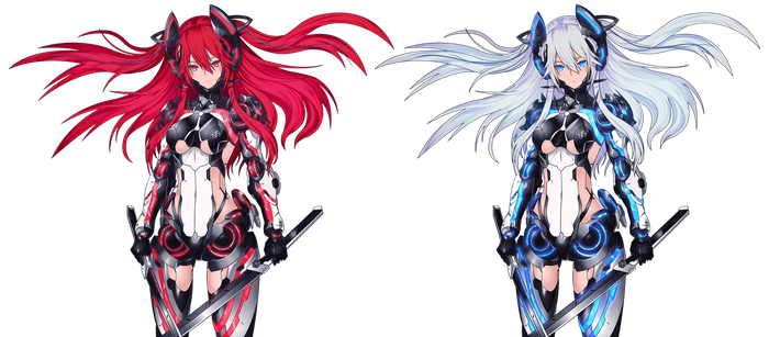 Redand Black Whiteand Blue Anime Warriors