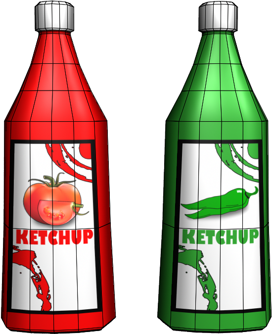 Redand Green Ketchup Bottles