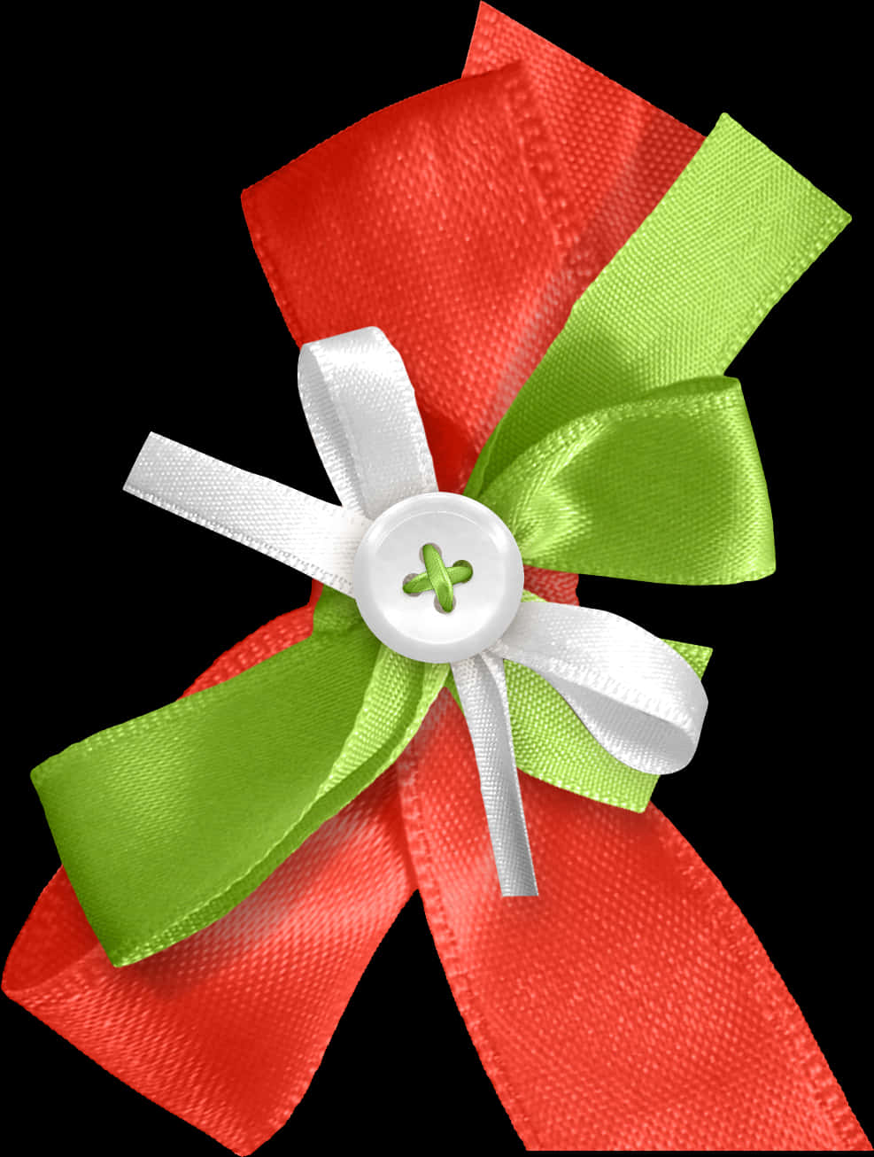 Redand Green Ribbon Bowwith Button