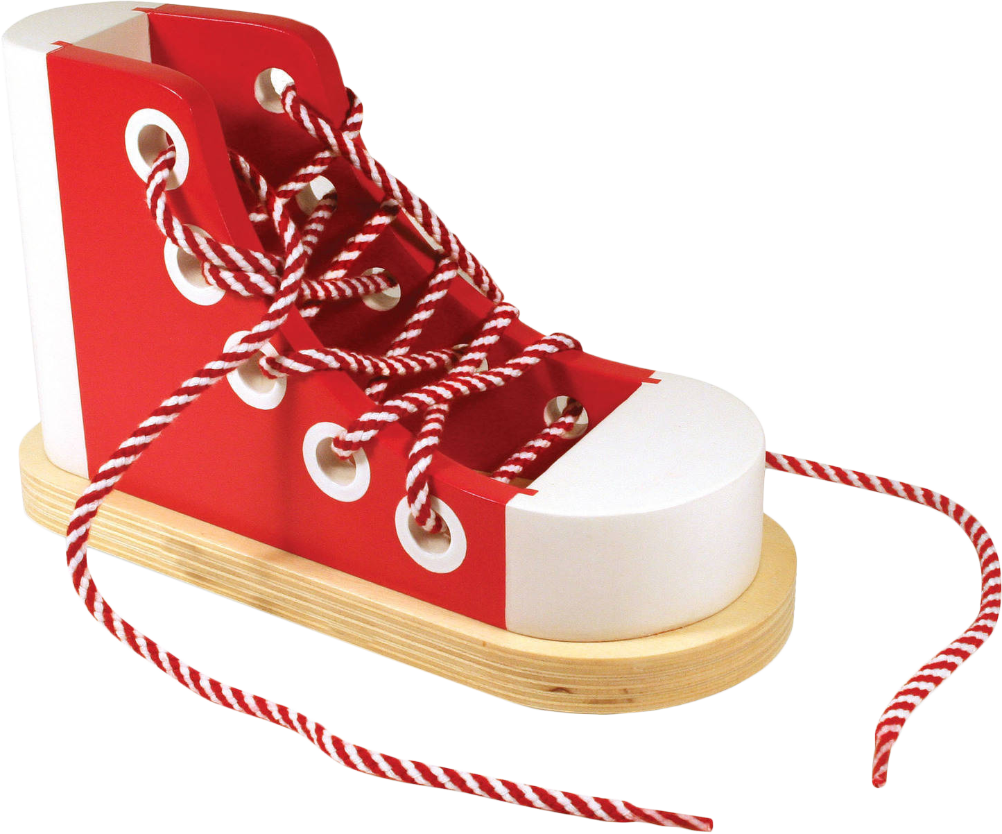 Redand White Laced Wooden Shoe Model