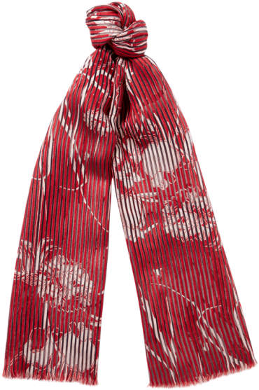 Redand White Striped Scarfwith Floral Pattern.png