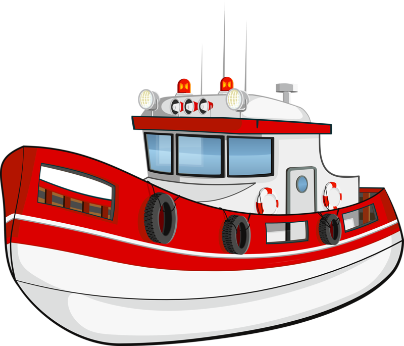 Redand White Tugboat Illustration