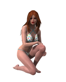 Redhead3 D Modelin Bikini