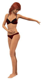 Redheaded3 D Modelin Bikini