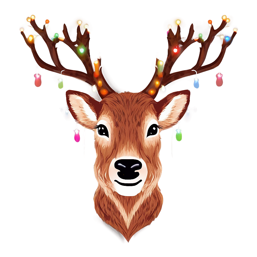 Reindeer Face With Lights Png Iec