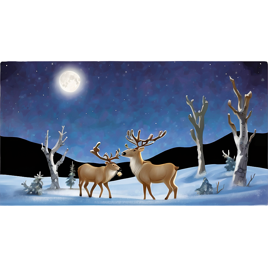 Reindeer Under Moonlight Png 05212024