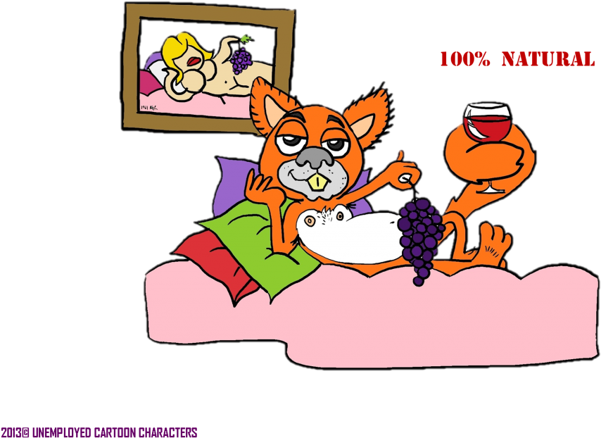 Relaxed Cartoon Foxwith Grapesand Wine