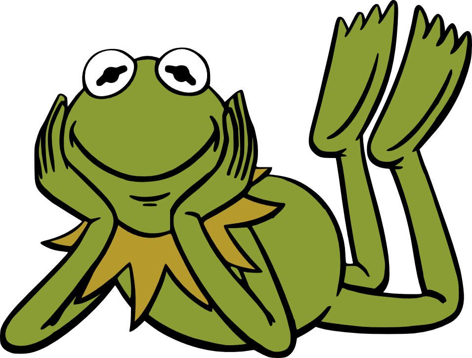 Relaxed Green Frog Cartoon