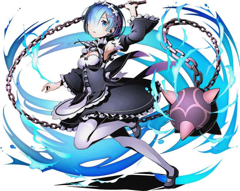 Rem Re Zero Blue Haired Maidwith Chain Weapon