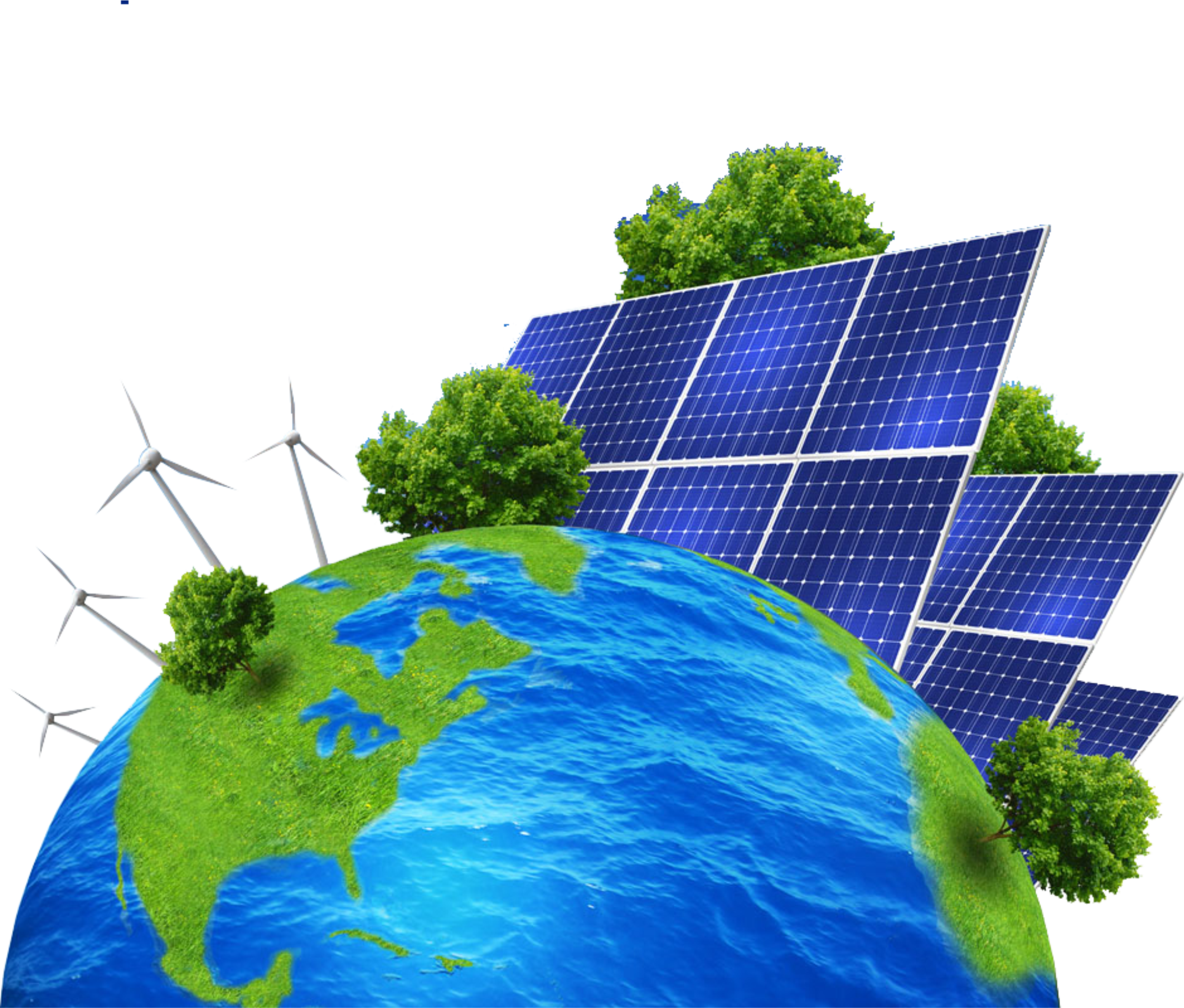 Renewable Energy Concept Earth Solar Panels Wind Turbines