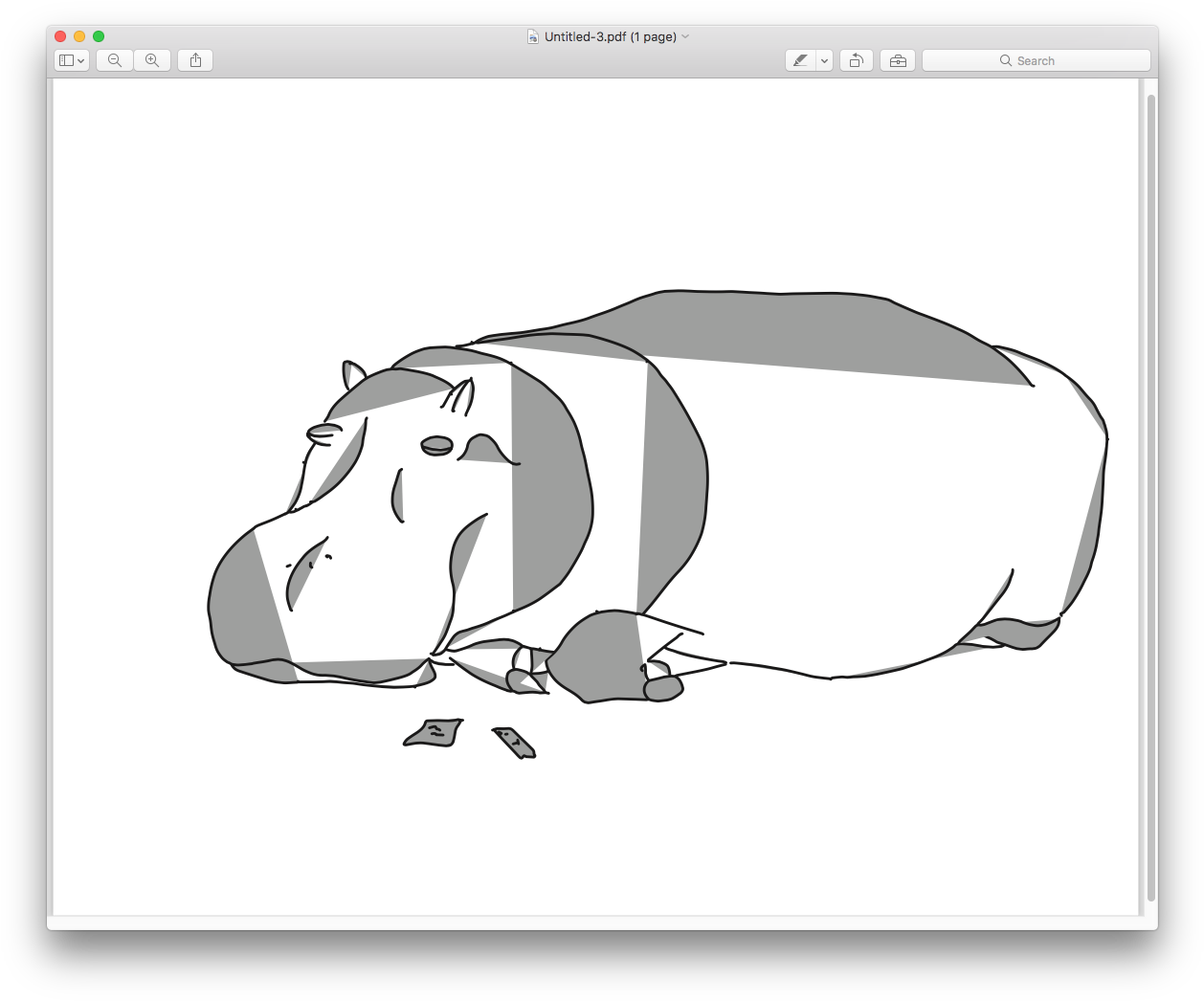 Resting Cartoon Hippopotamus
