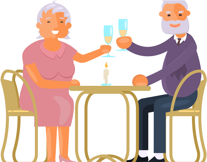 Retired Couple Celebrating With Champagne