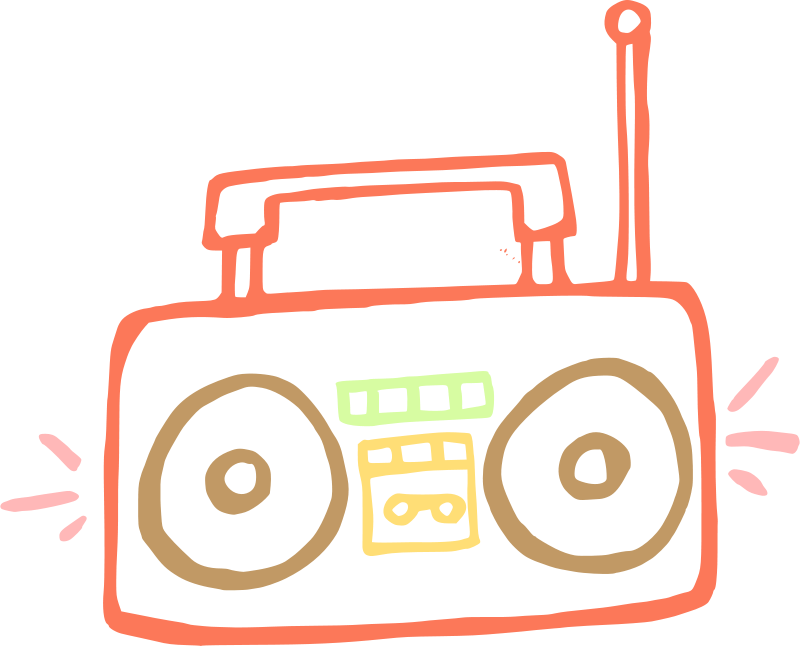 Retro Boombox Doodle Art