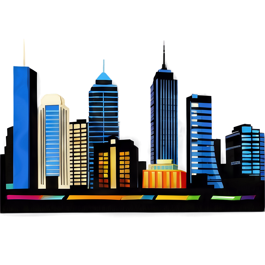 Retro City Skyline Png 06202024