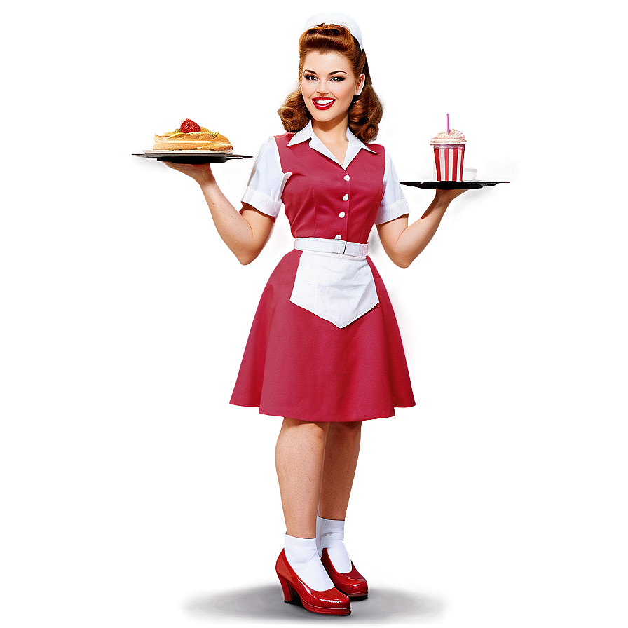 Retro Diner Waitress Png 06272024