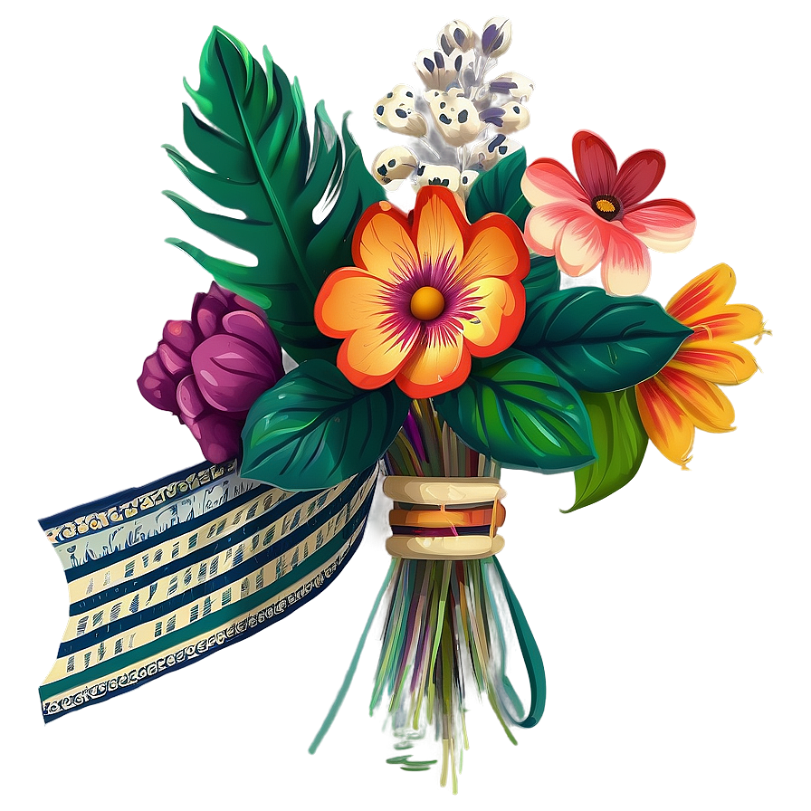 Retro Floral Bouquet Composition Png 12