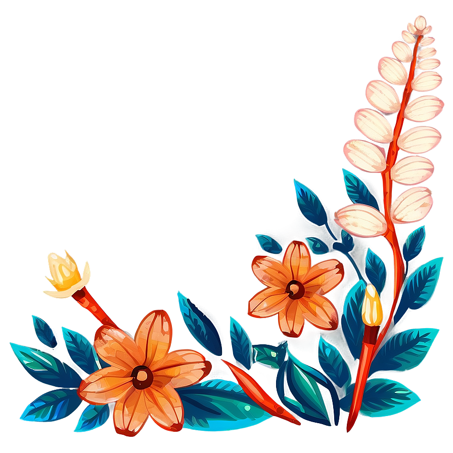 Retro Floral Bouquet Composition Png 32