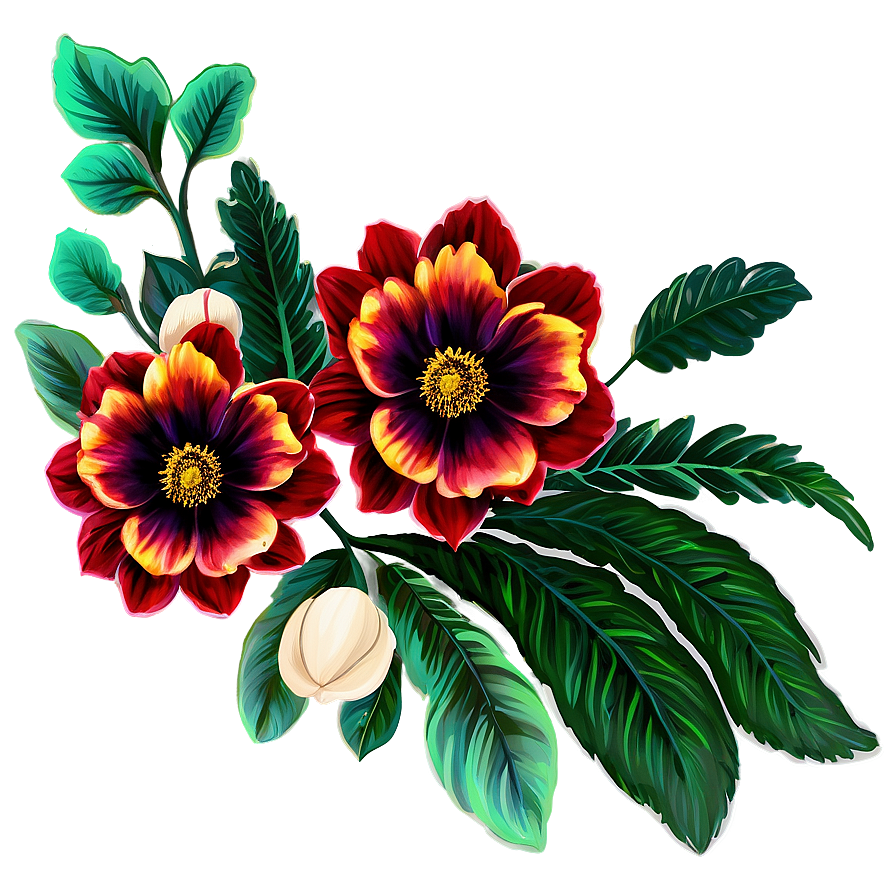 Retro Floral Cascade Png 36