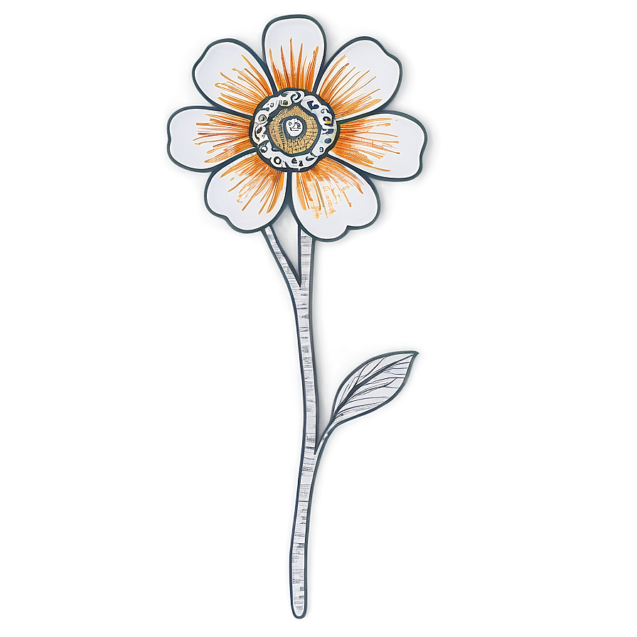 Retro Flower Sketch Png Oox