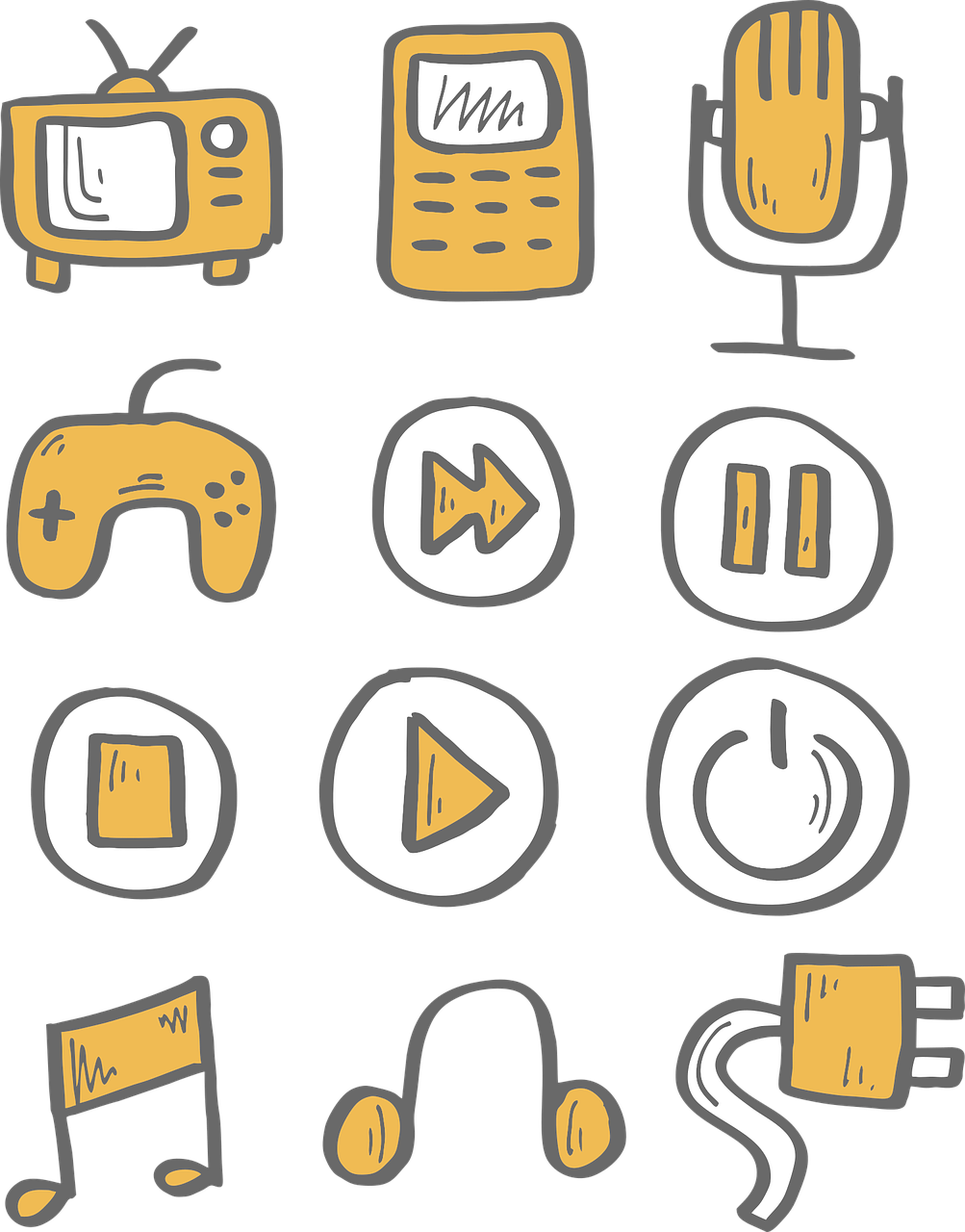 Retro Media Icons Set