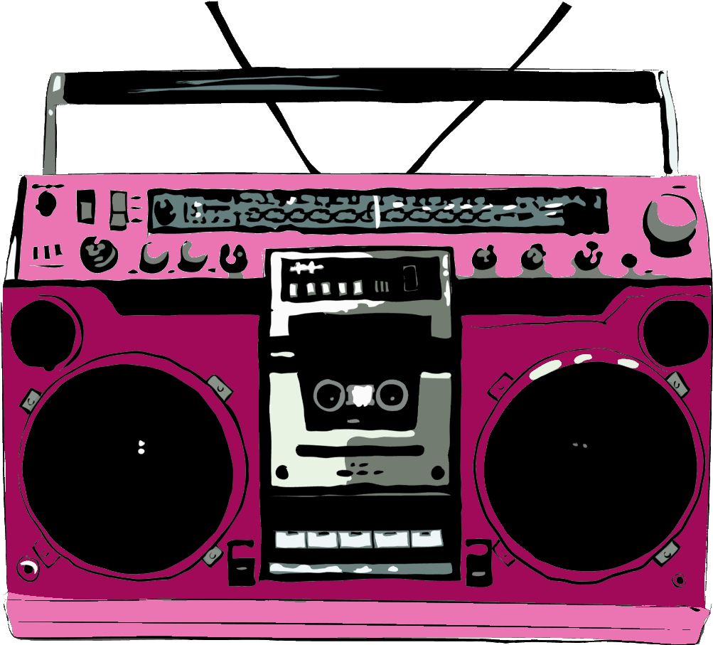 Retro Pink Boombox Illustration