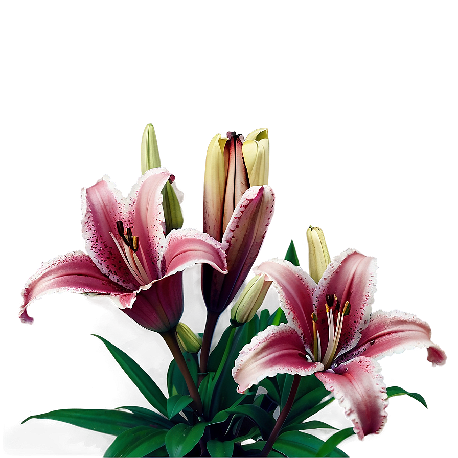 Retro Style Lilies Png Qve