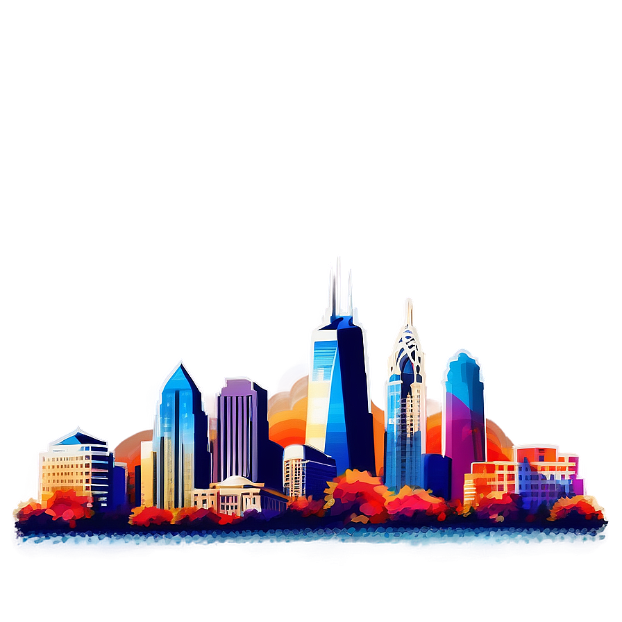 Retro Style Philadelphia Skyline Png 3