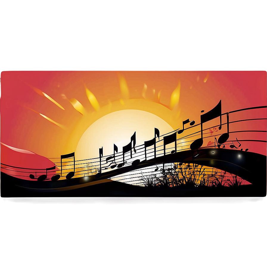 Retro Sunset And Music Notes Png Pau57