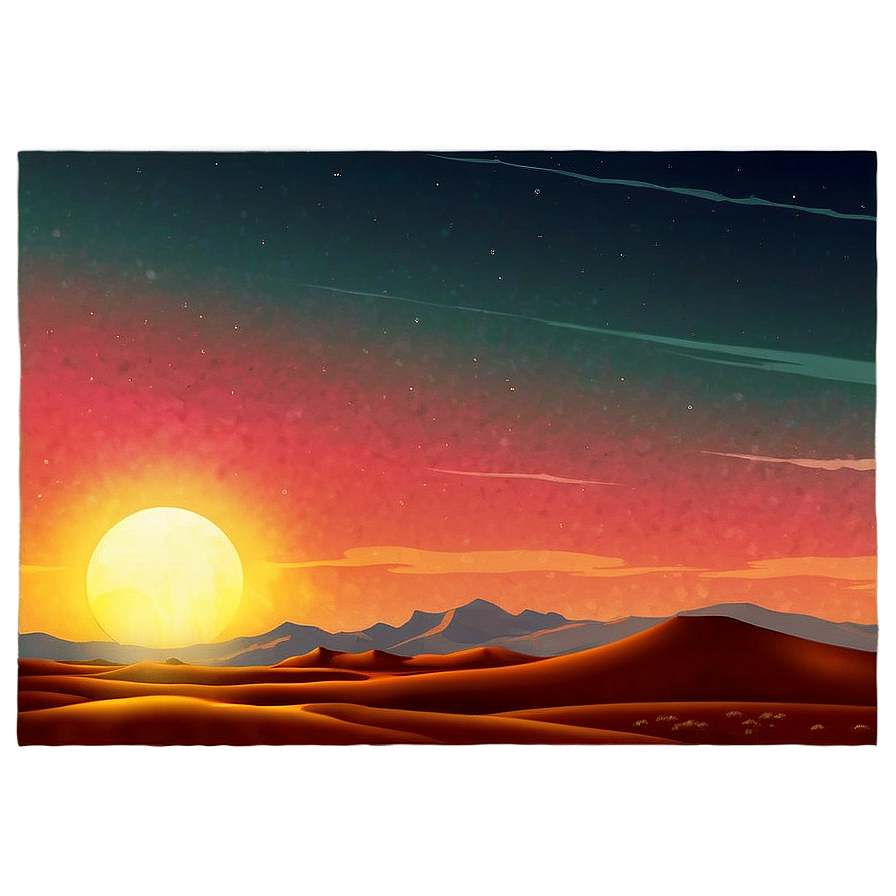 Retro Sunset Over Desert Png Yga76