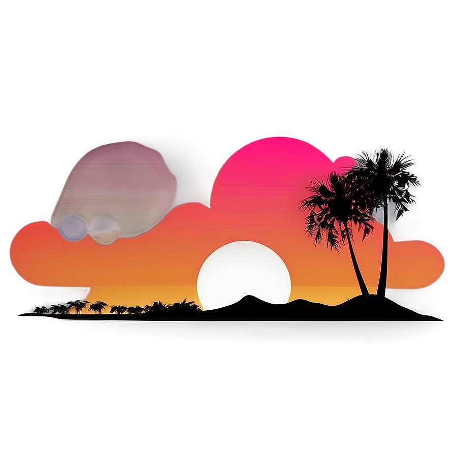 Retro Sunset Scenery Png Usa