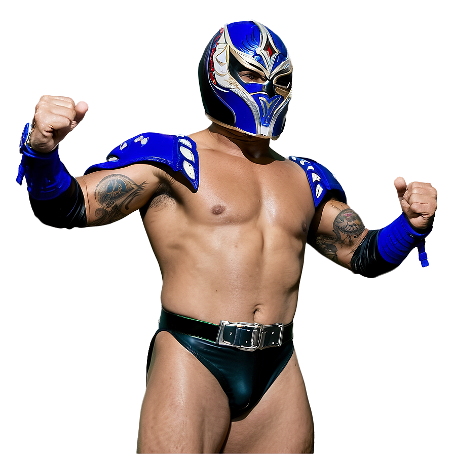 Rey_ Mysterio_ Blue_ Mask_ Flexing