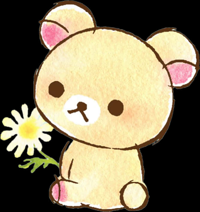 Rilakkuma Holding Daisy Cute Illustration