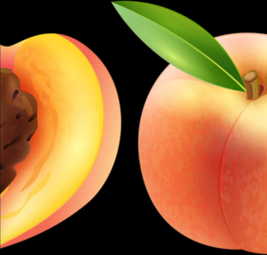 Ripe Peach Halfand Whole