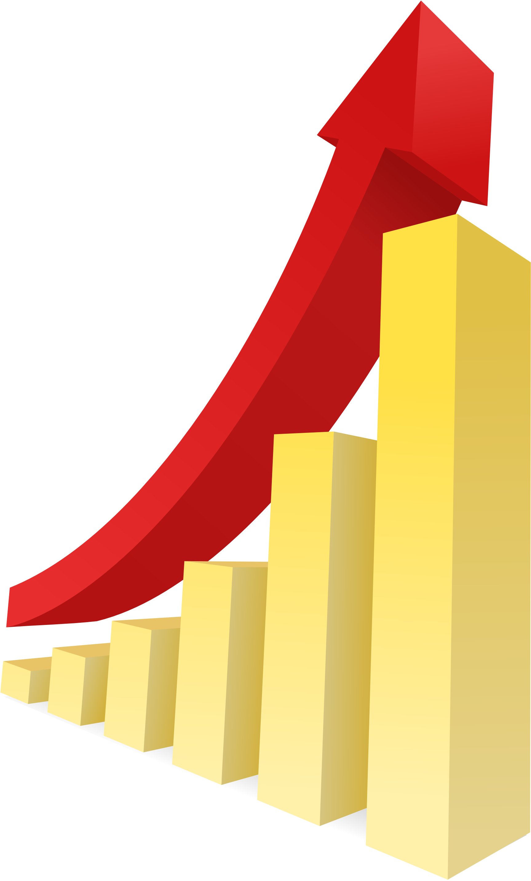 Rising Golden Bar Graph With Red Arrow