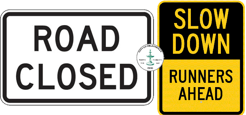 Road Closedand Runners Ahead Signs