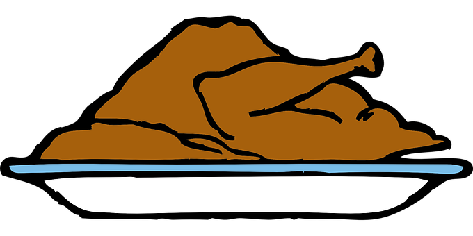 Roast Chickenon Plate Illustration