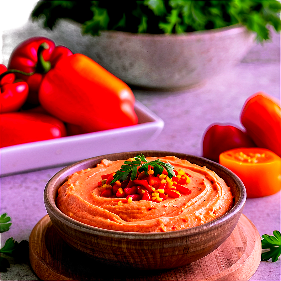 Roasted Red Bell Pepper Hummus Png 06252024