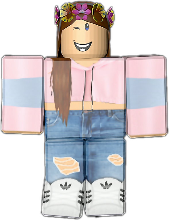 Roblox Character Pink Hoodie Floral Crown