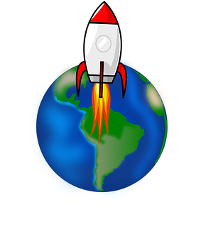 Rocket Launch Over Earth Graphic