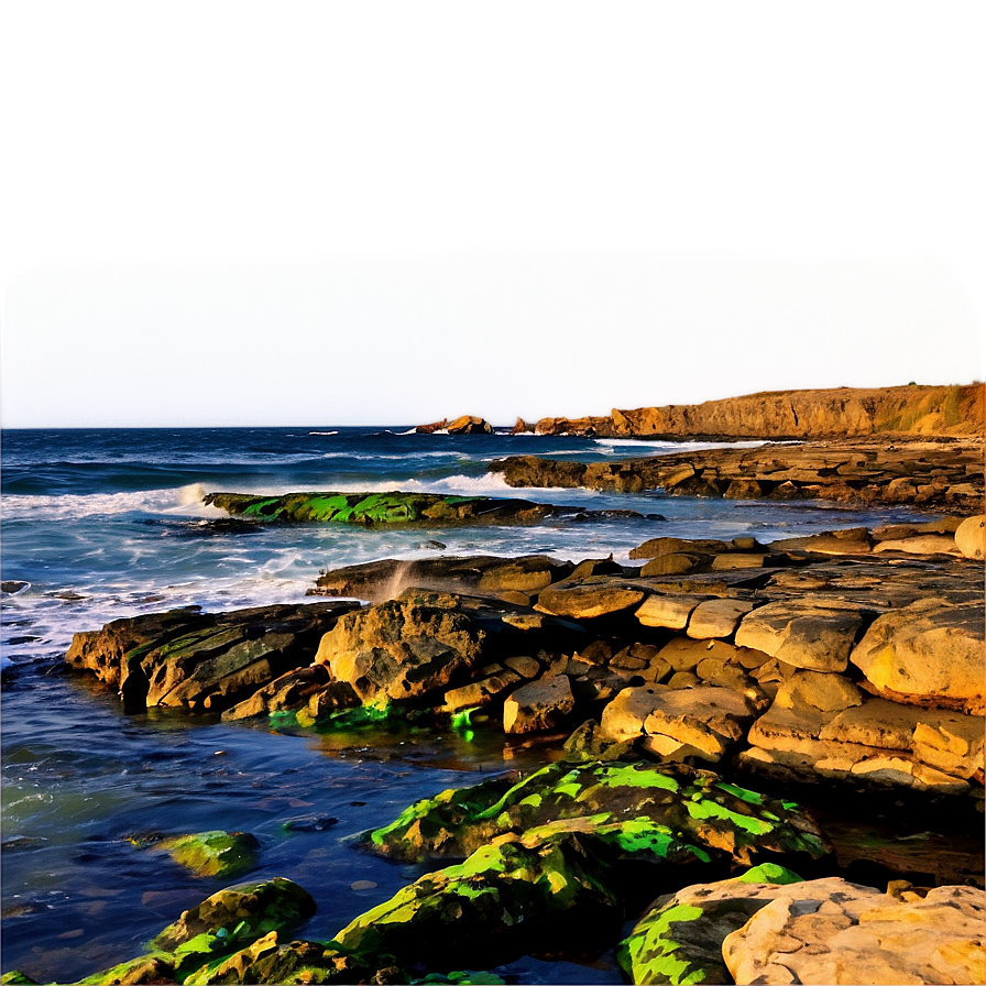 Rocky Coastline At Sunrise Photo Png 30