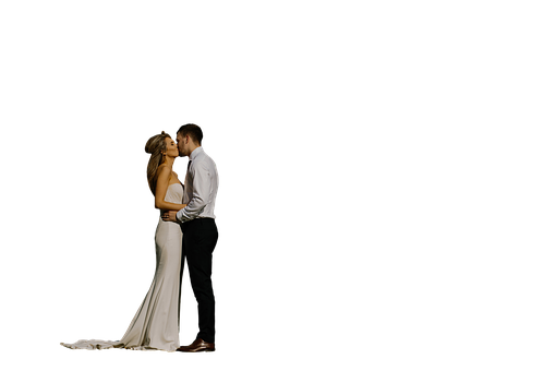 Romantic Couple Silhouette Against Black Background